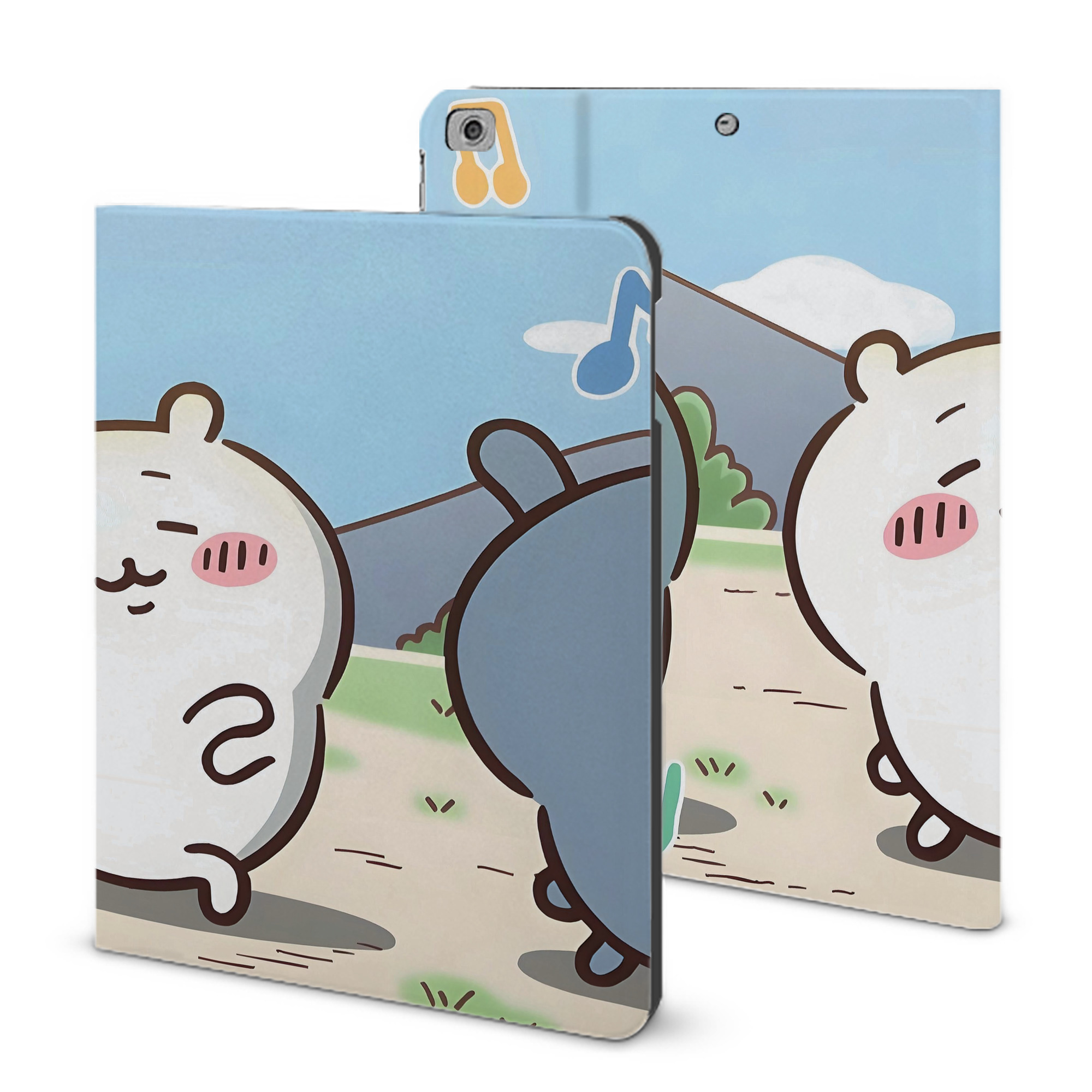 （画像用） ちいかわ Chii-kawa IPad ケース ブック型 PUレザー TPU 耐衝撃 軽量 薄型 ペン収納なし 全面保護 IPad 各モデル対応